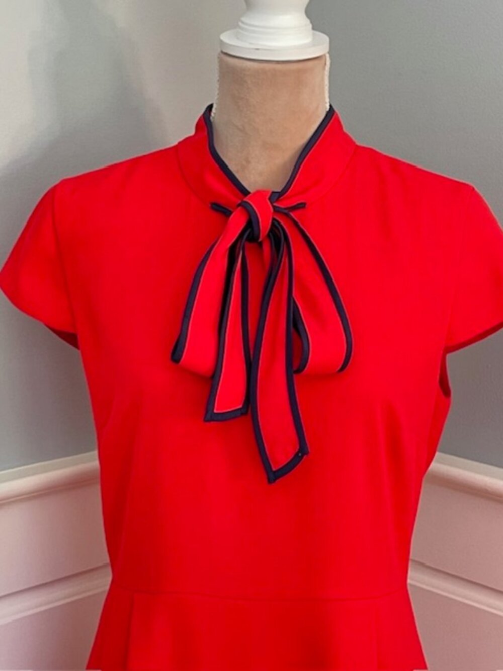 J. Crew Bow Tie Neck Professional Corpcore Crepe Midi Dress Wrinkle Resistant 10 - Picture 3 of 9